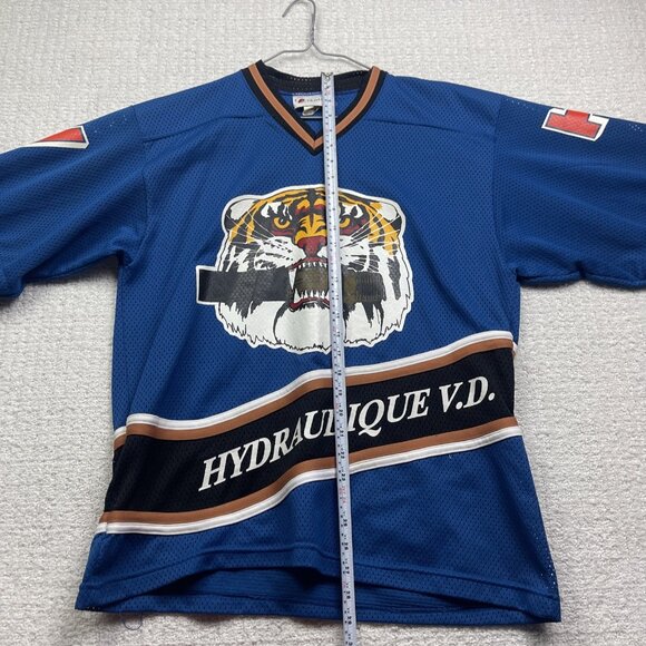 VTG Trimark Tiger Crunch Hockey Jersey Men Sz S Blue Brown Made in Canada Retro - Picture 9 of 16